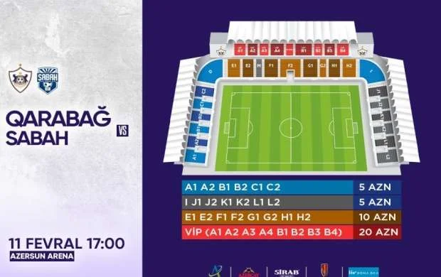 “Qarabağ” - “Sabah” matçı 5 manata 