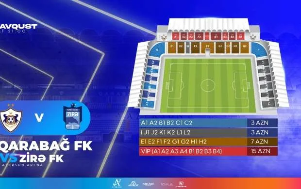 “Qarabağ” - “Zirə” matçının biletləri bu gün satışa çıxır 