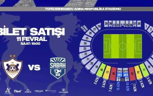 “Qarabağ” – “Sabah” qarşılaşmasının biletləri satışda 