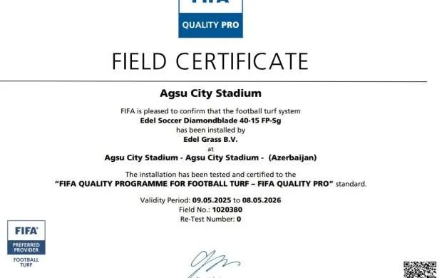 Azərbaycanda bu stadiona FİFA sertifikatı verildi - FOTO 