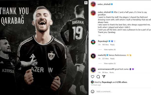 Redon Cica "Qarabağ"la belə vidalaşdı - FOTO 